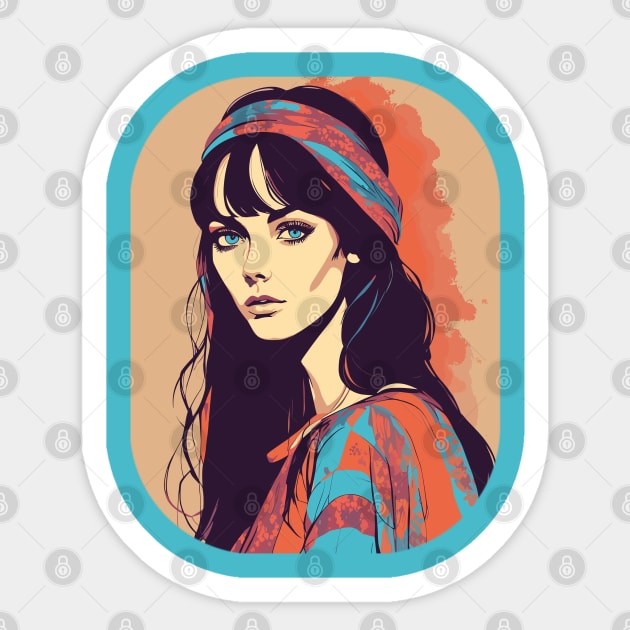 Fashion hippie girl blue eyes portrait Sticker by Soovenir